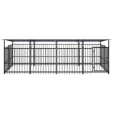 Vidaxl Chien Kennel avec toit 7,51 m² en acier