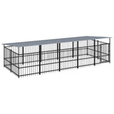 Vidaxl Chien Kennel avec toit 9,38 m² en acier
