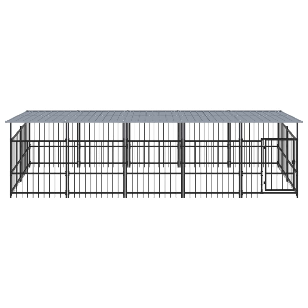 Vidaxl Chien Kennel avec toit 9,38 m² en acier