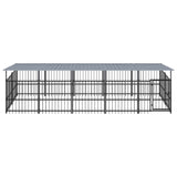 Vidaxl Chien Kennel avec toit 9,38 m² en acier