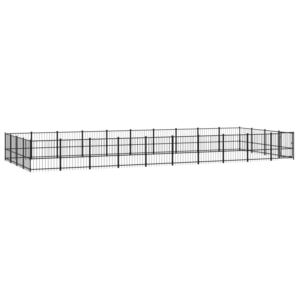 VidaXL dog kennel for outside 37.64 m² steel