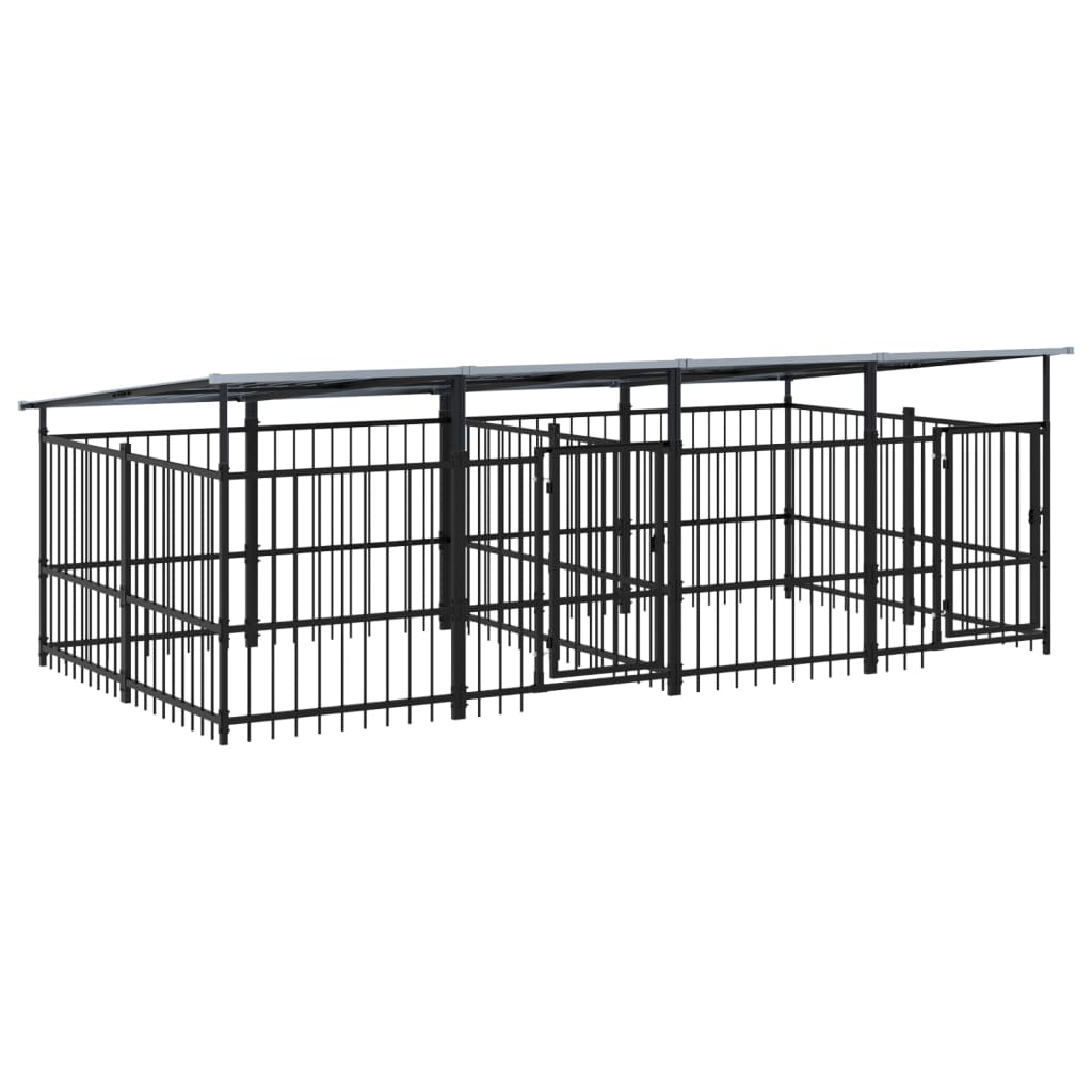 Vidaxl Chien Kennel avec toit 7,51 m² en acier