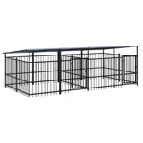 Vidaxl Chien Kennel avec toit 7,51 m² en acier