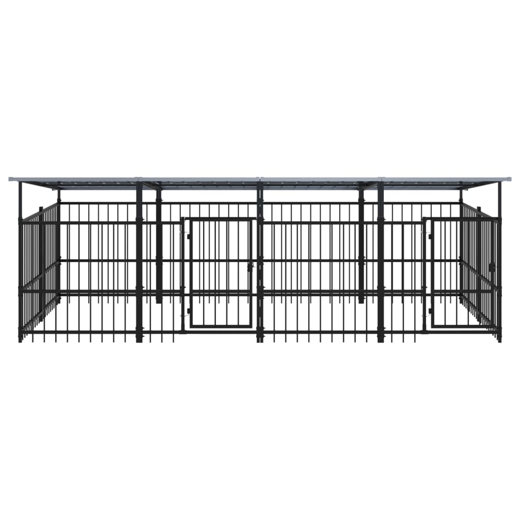 Vidaxl Chien Kennel avec toit 7,51 m² en acier