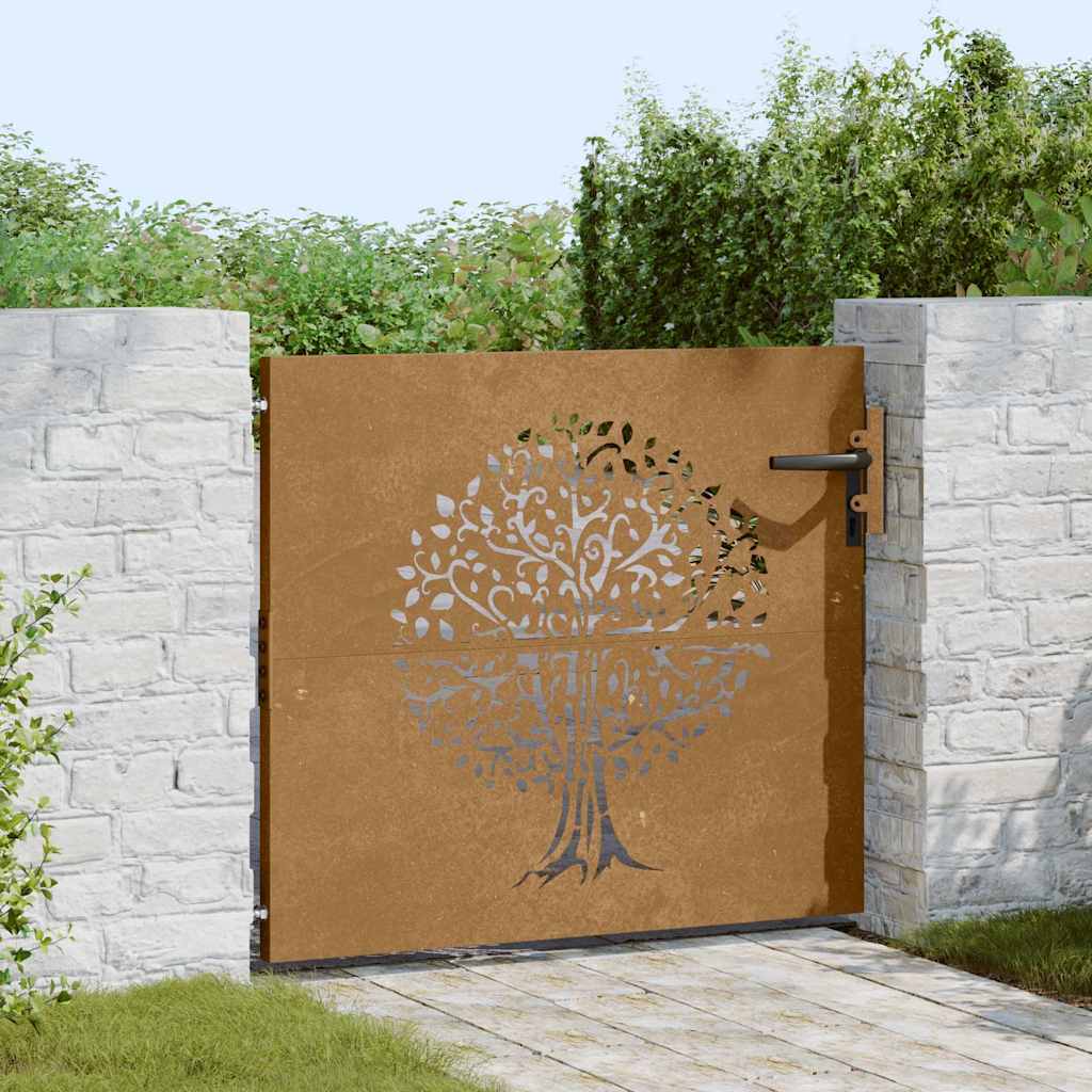 Vidaxxl vartai 85x75 cm medžio dizaino corten plieno