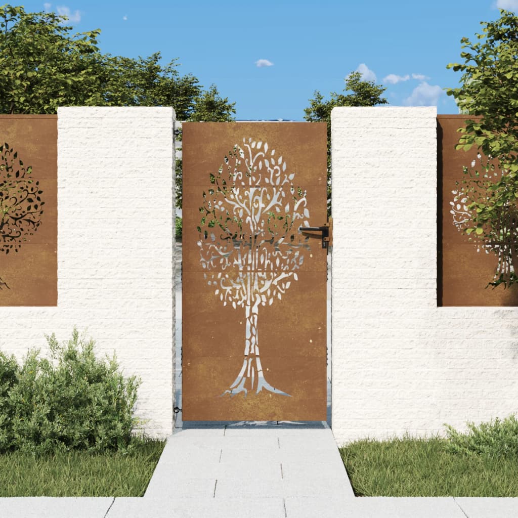 Vidaxl Poort 85x175 cm Drevesa Design Cortenstaal