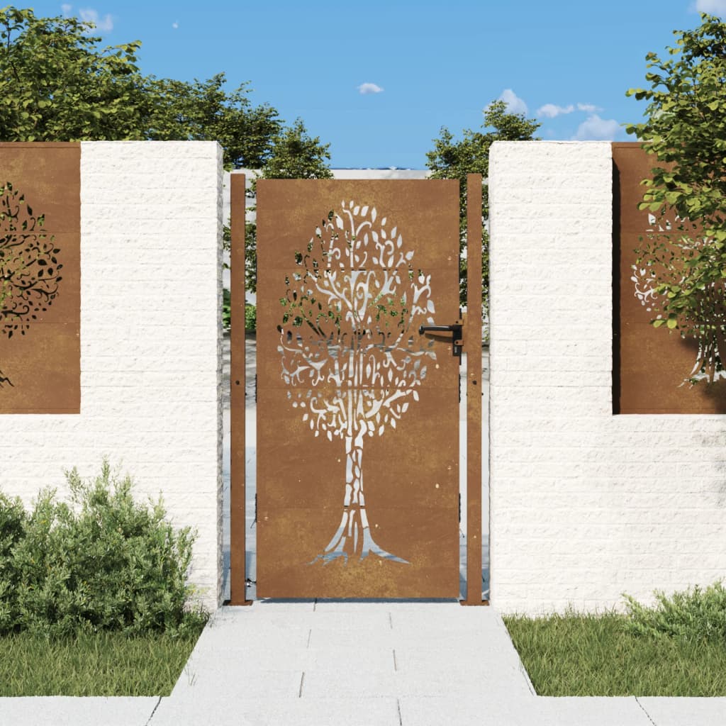 Vidaxl Poort 105x180 cm Trædesign Cortenstaal