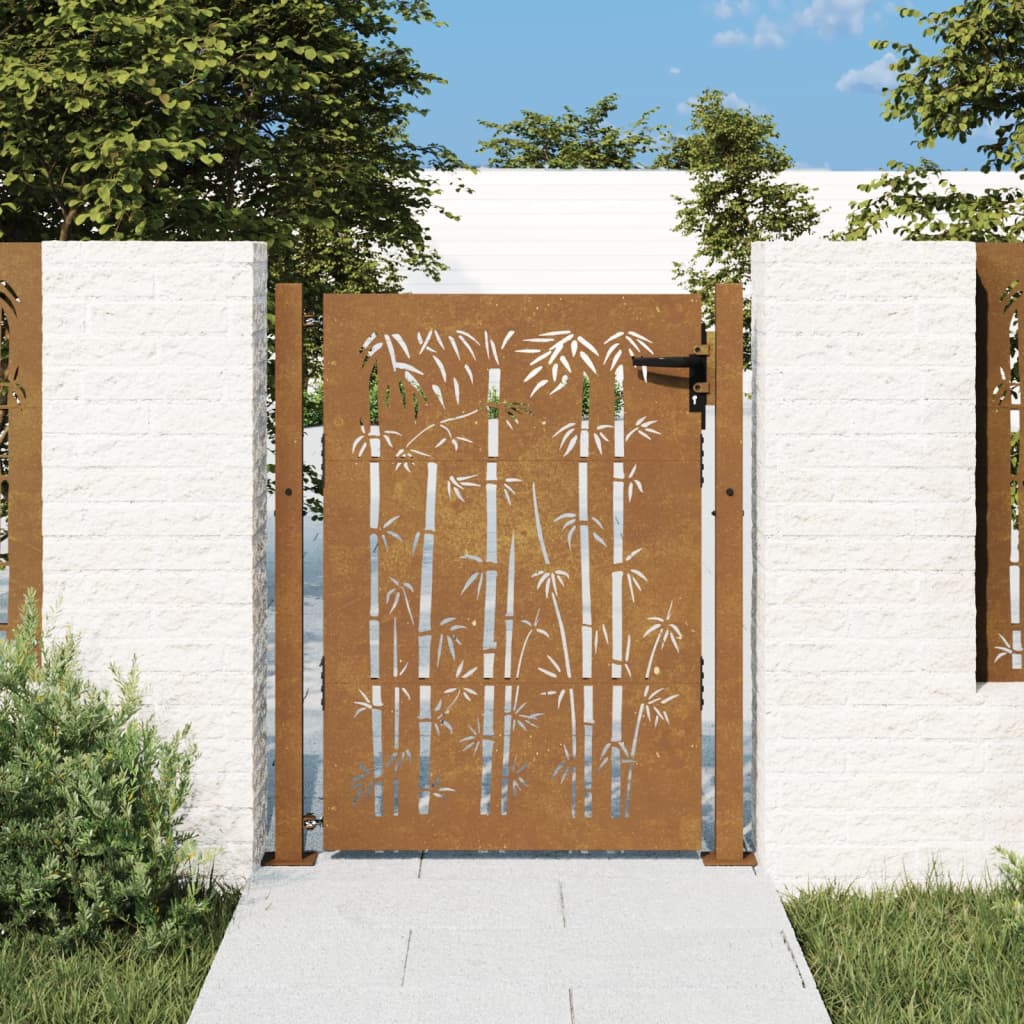 Vidaxl Poort 105x155 cm bambusdesign Cortenstaal