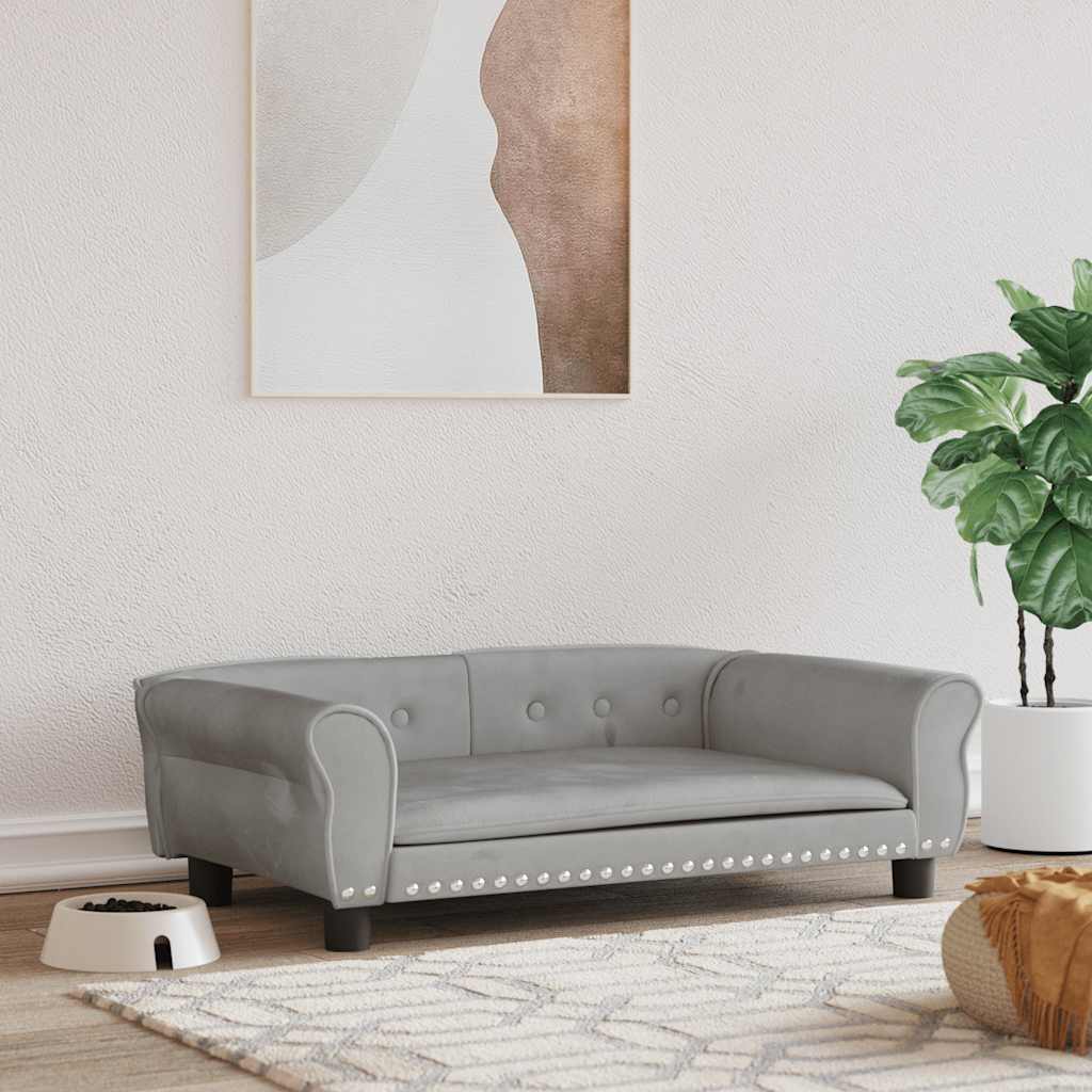 Košara za pse vidaxl 95x55x30 cm žametno svetlo sivo