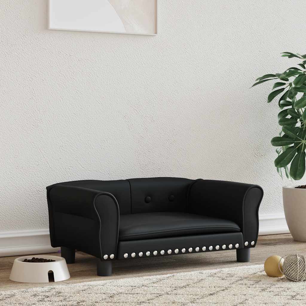Vidaxl dog basket 70x45x30 cm artificial leather black