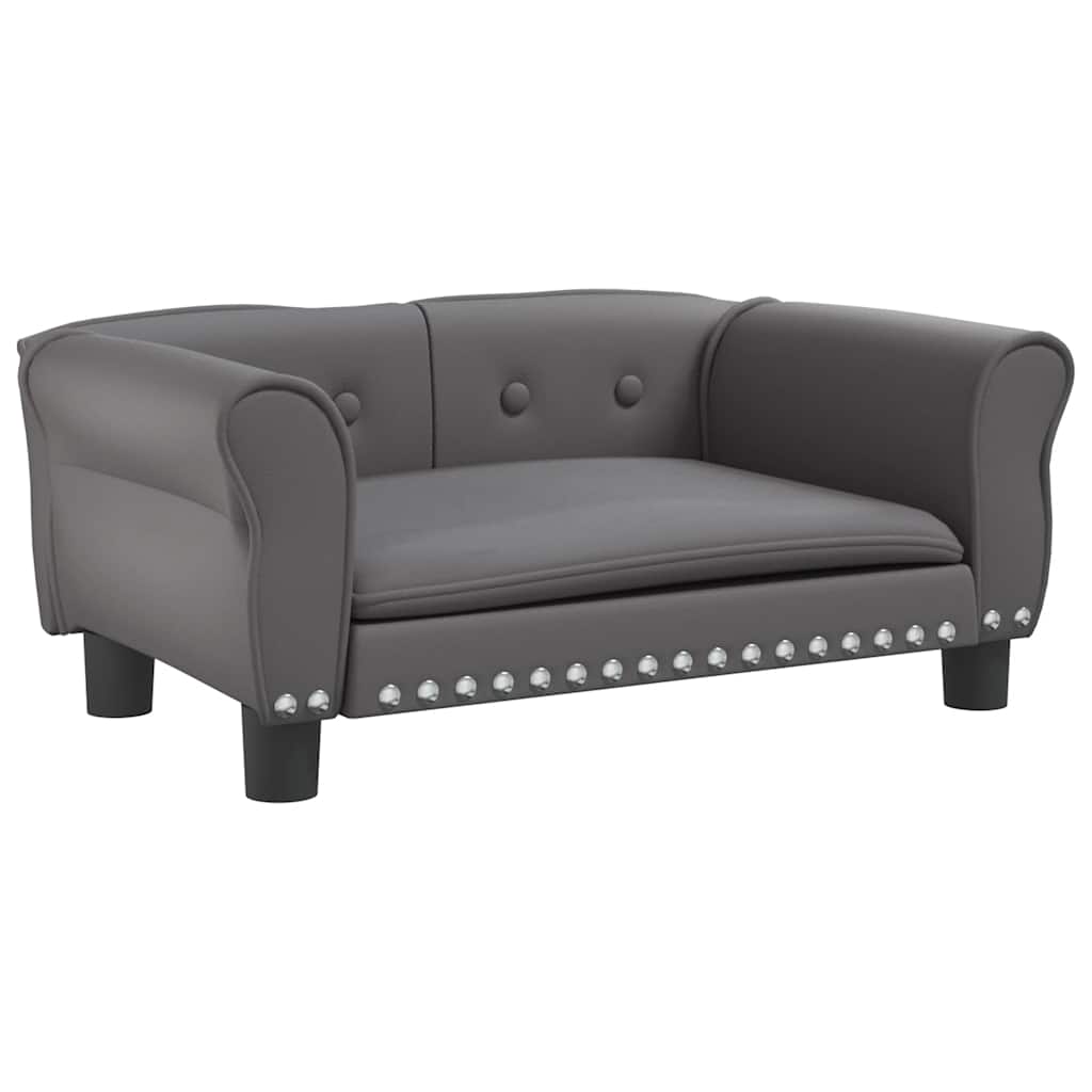 Vidaxl Dog Bask 70x45x30 cm sztuczna skórzana szarość