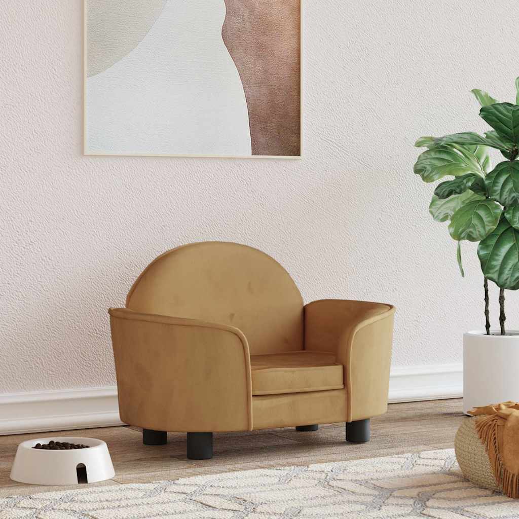 Vidaxl hundkorg 66x40x45 cm sammet brun