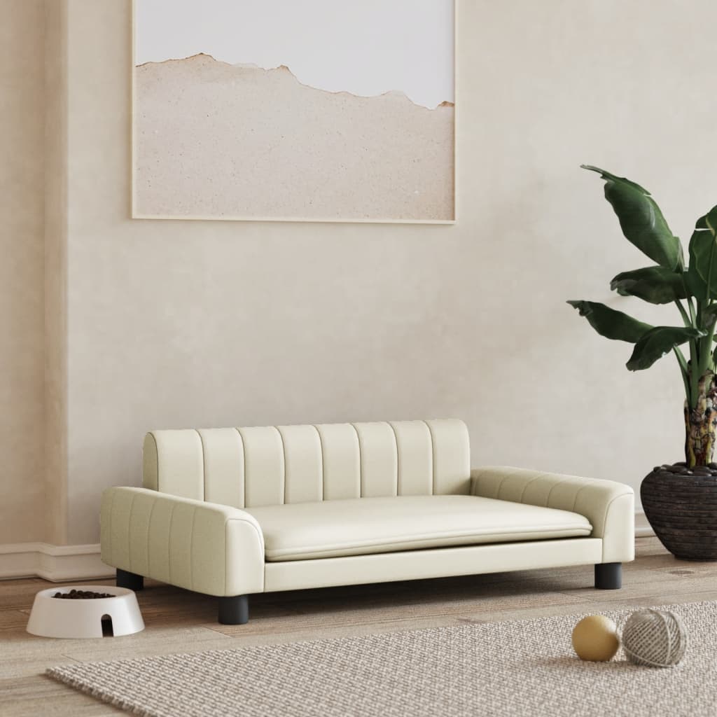 Košara za pse vidaxl 90x53x30 cm umetno usnjeno kremo -obarvana