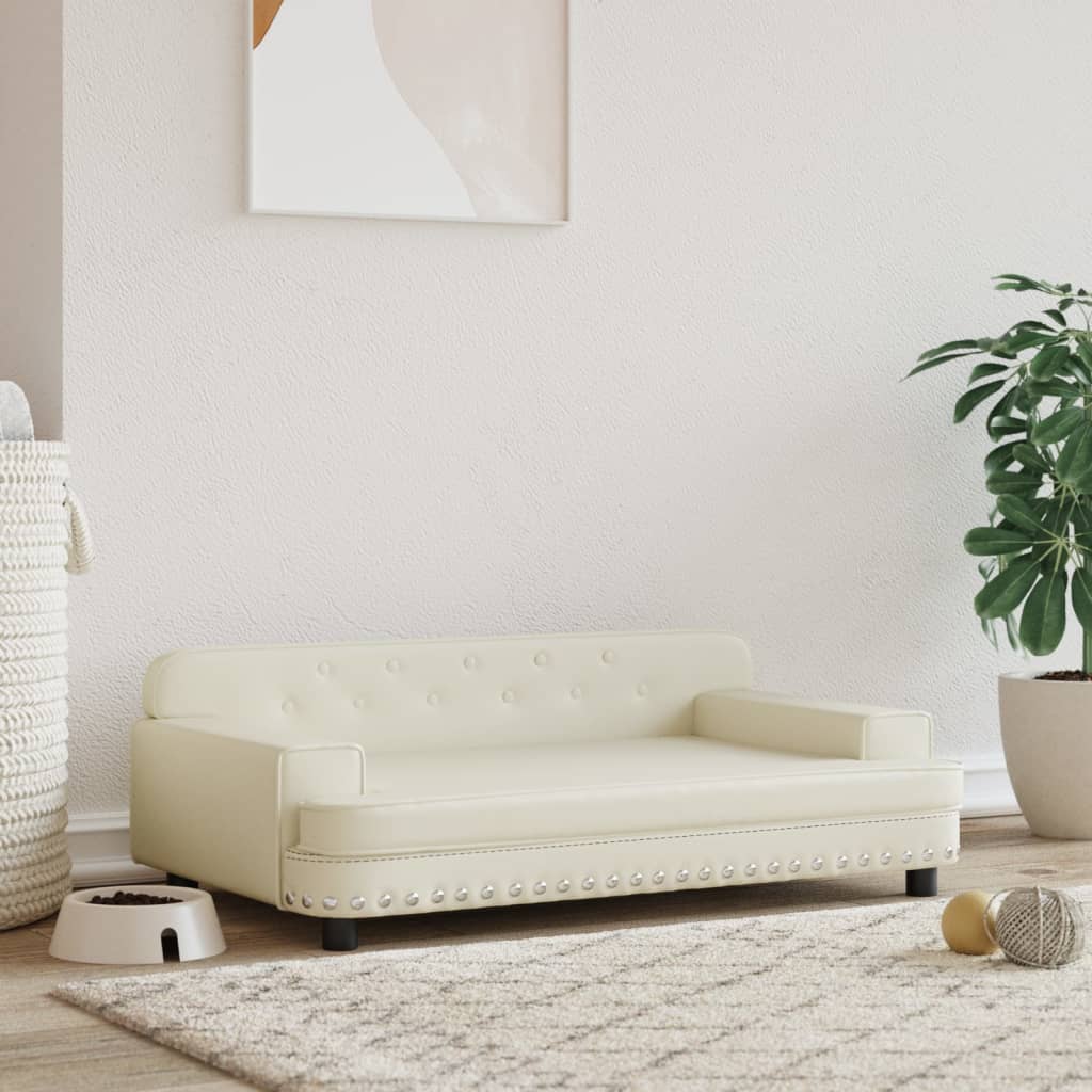 Vidaxl Dog Basket Dog 90x53x30 cm Crema in pelle artificiale