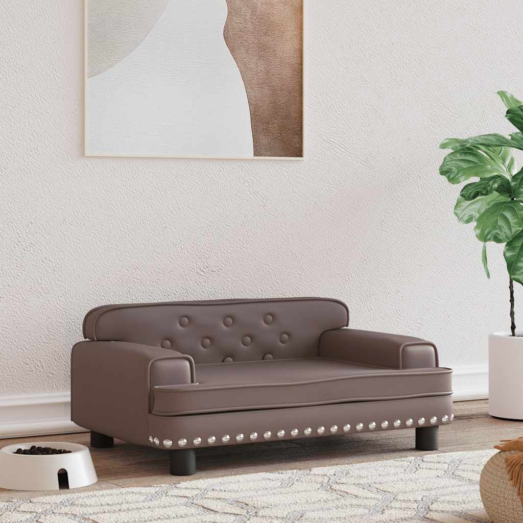 Košara za pse vidaxl 70x45x30 cm umetno usnje rjava