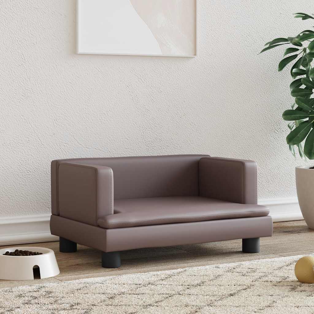 Košara za pse vidaxl 60x40x30 cm umetno usnjeno rjavo