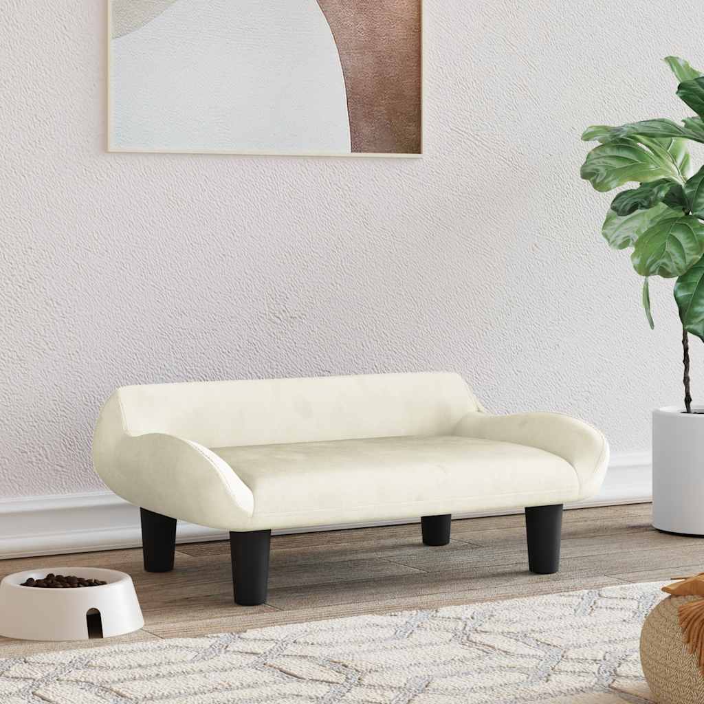 Vidaxl hundkorg 70x40x24 cm sammetkräm -färgad
