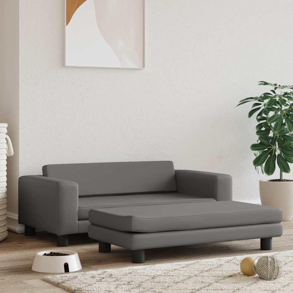 Vidaxl hundkorg med förlängning 100x50x30 cm konstgjorda läder grå