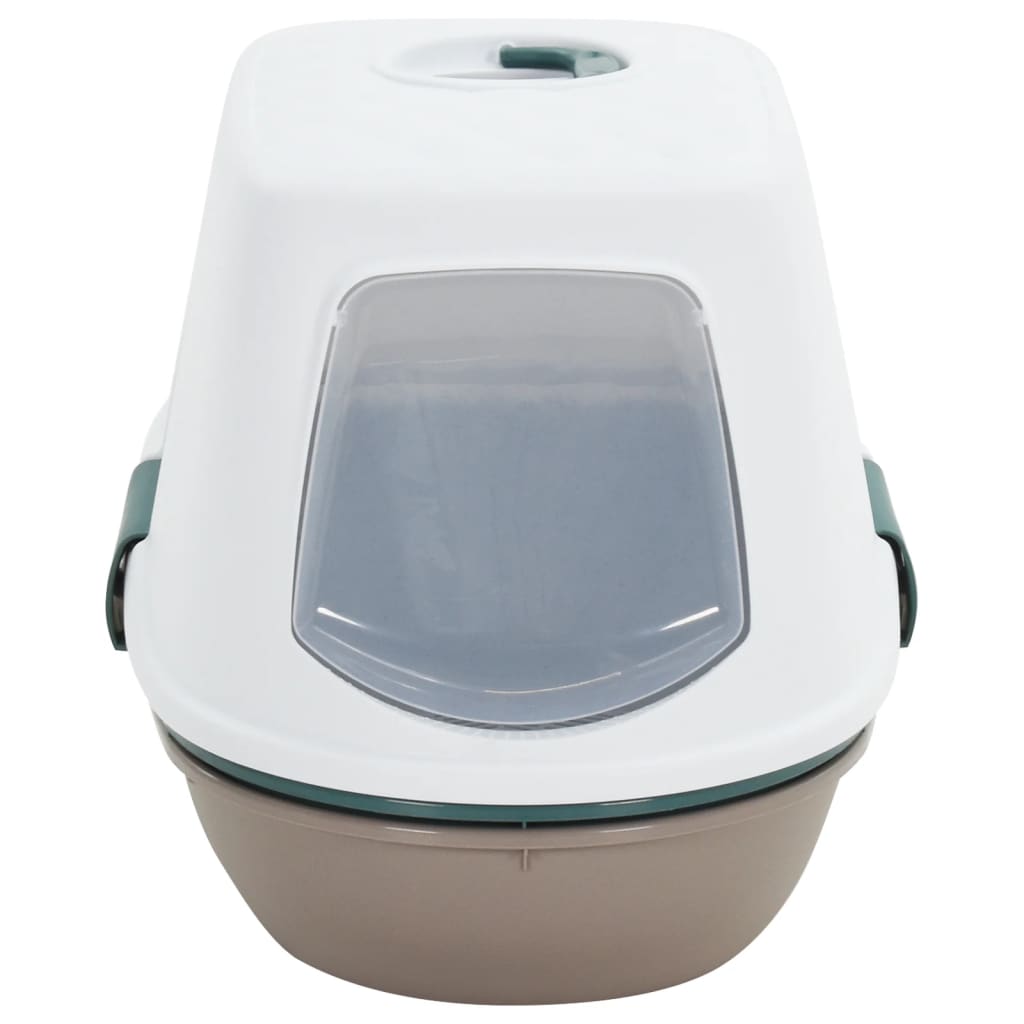 VIDAXL -Katzentoilette mit Deckel 58,5 x 39,5 x 43 cm Polypropen weiß und braun