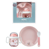Mepal Little Dutch Flowers and Butterflies 3-piece pink tableware set