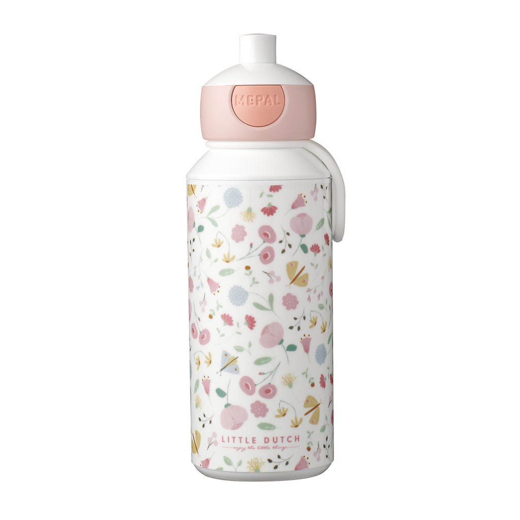 Mepal Campus Pop-up Drinking bottle Little Dutch Flowers and Butterflies 400 ml Pink White