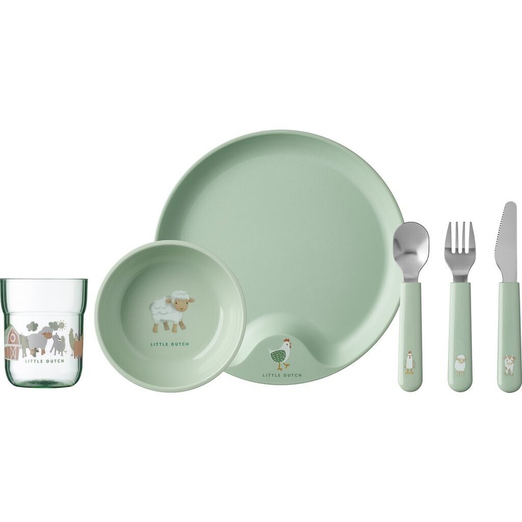 Mepal Little Dutch Farm 6-piece tableware set, green