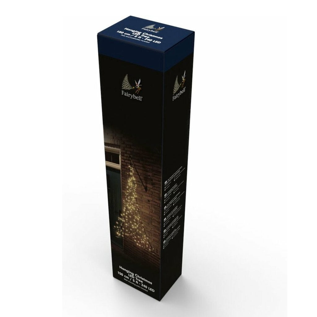 Overige merken fairybell hangende led kerstboom 150 cm 240 leds warm wit licht zwart
