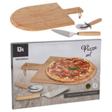 Exzellent Hausware 3-Deel Pizzasnijs Set 43x30 cm Bambus