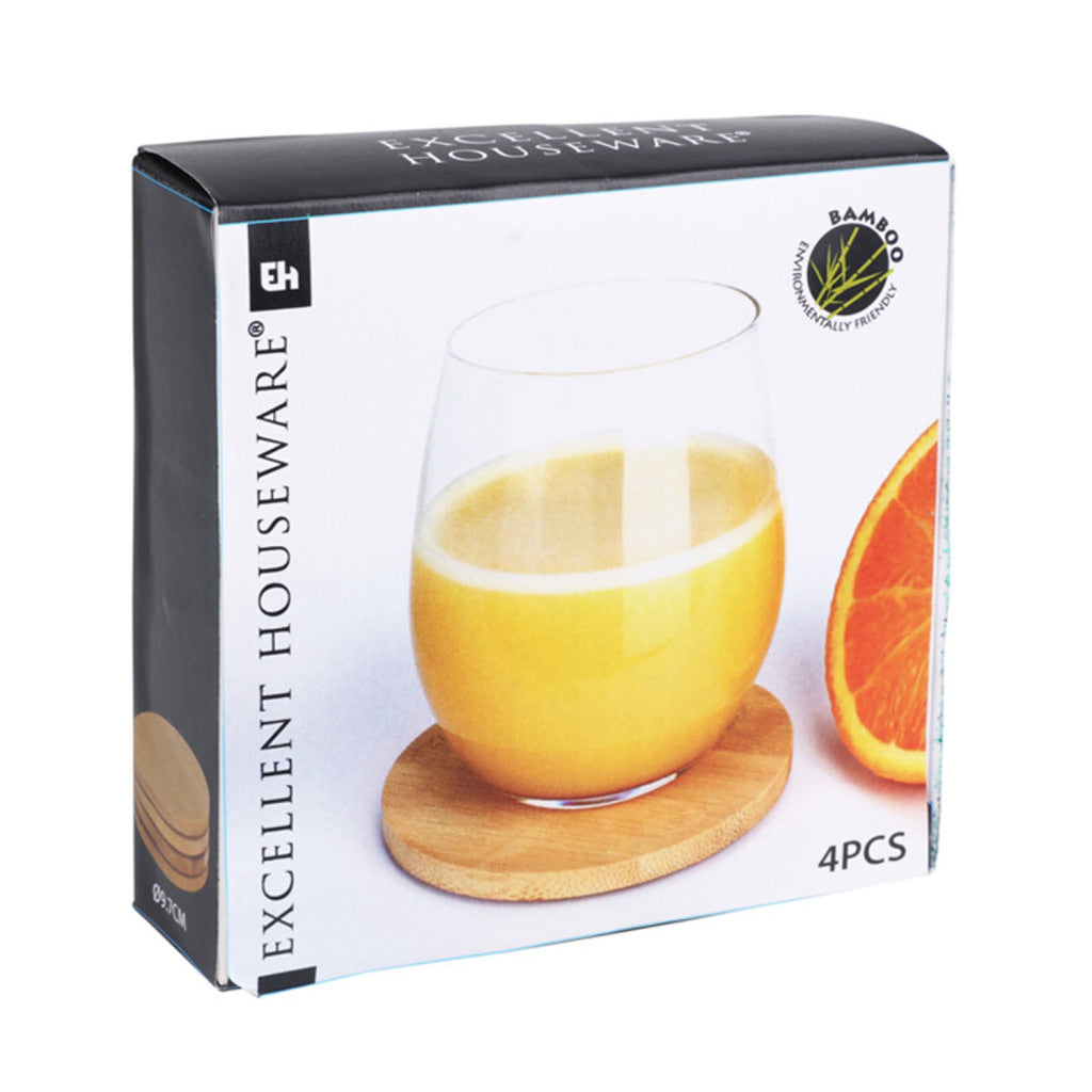 Excellent houseware bamboo coaster 4 pieces