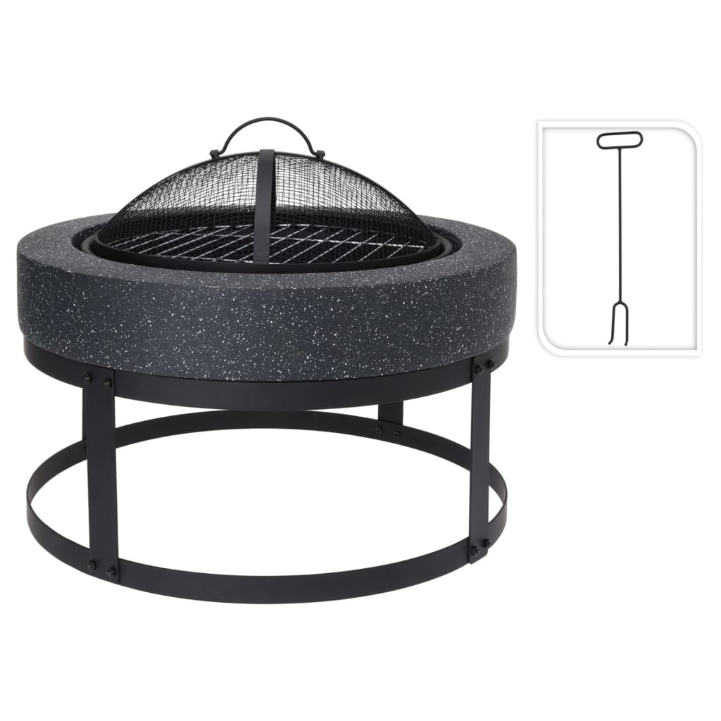Prograrden Progarden Fire Bowl mit Grill um 50,5 x 50,5 x 37 cm schwarz