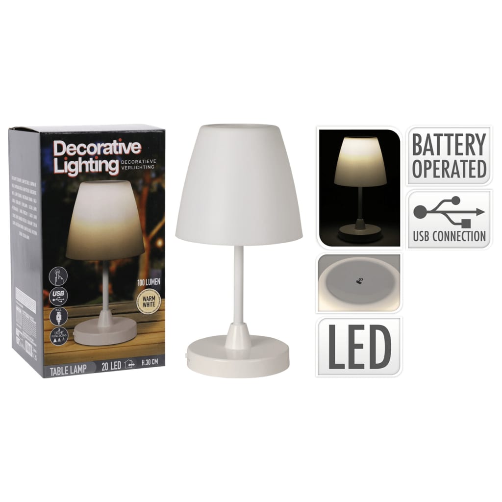 H S COLLECTION H S COLLECTION TABLE LAMP LED GREVARGELIGT 13X30 CM HVID
