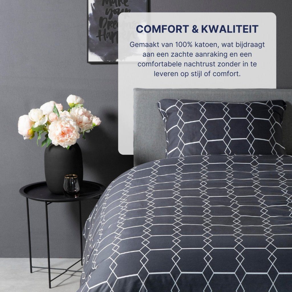 Ten Cate Cotton single duvet cover 140x200 220 cm graphic anthracite