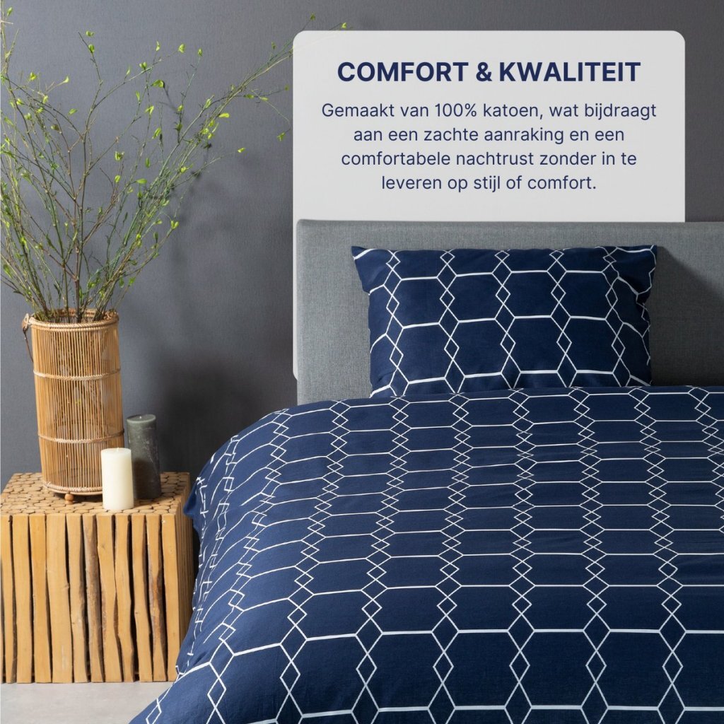 Ten Cate Cotton single duvet cover 140x200 220 cm graphic dark blue