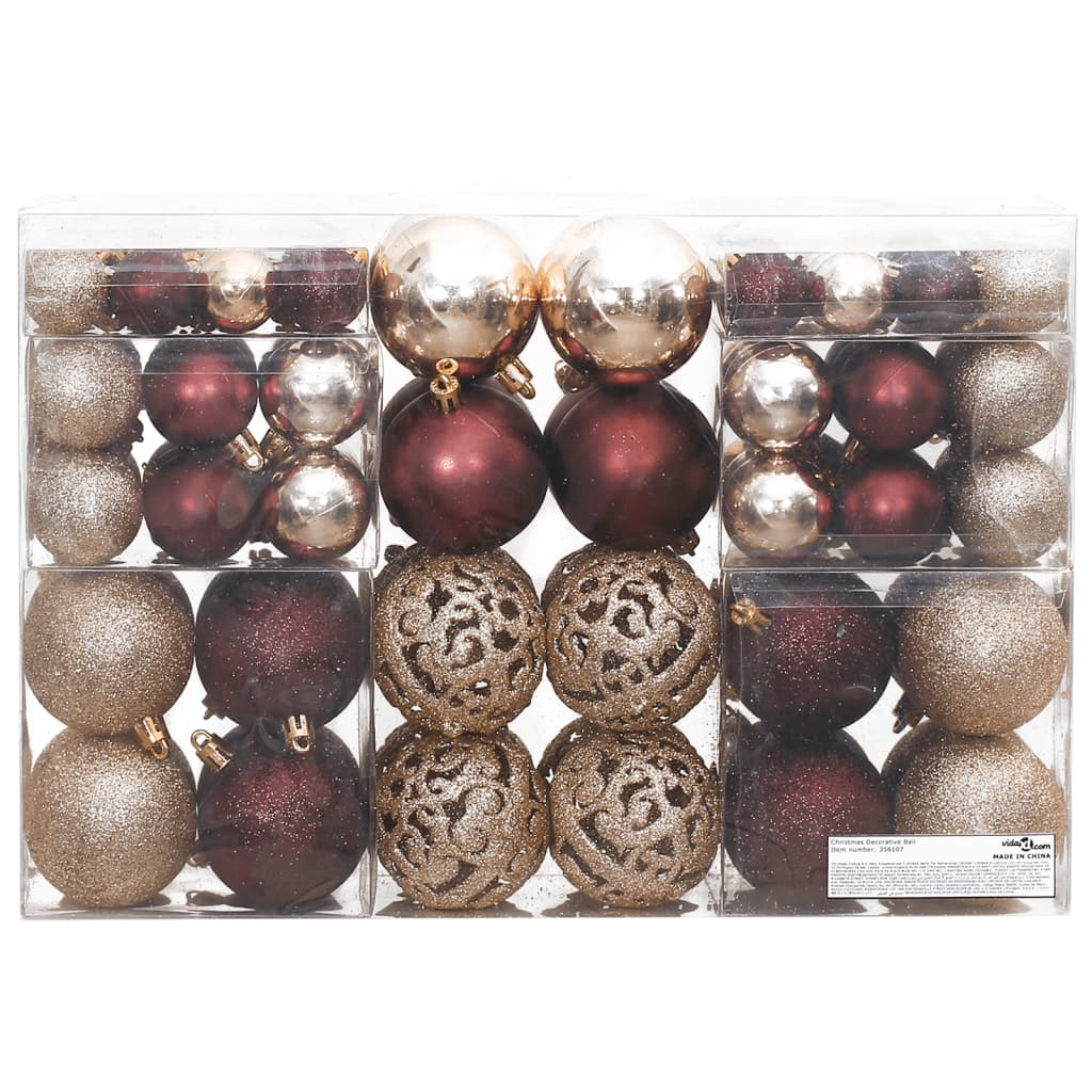 Vidaxl Christmas balls 100 st 3 4 6 cm Champagne and brown