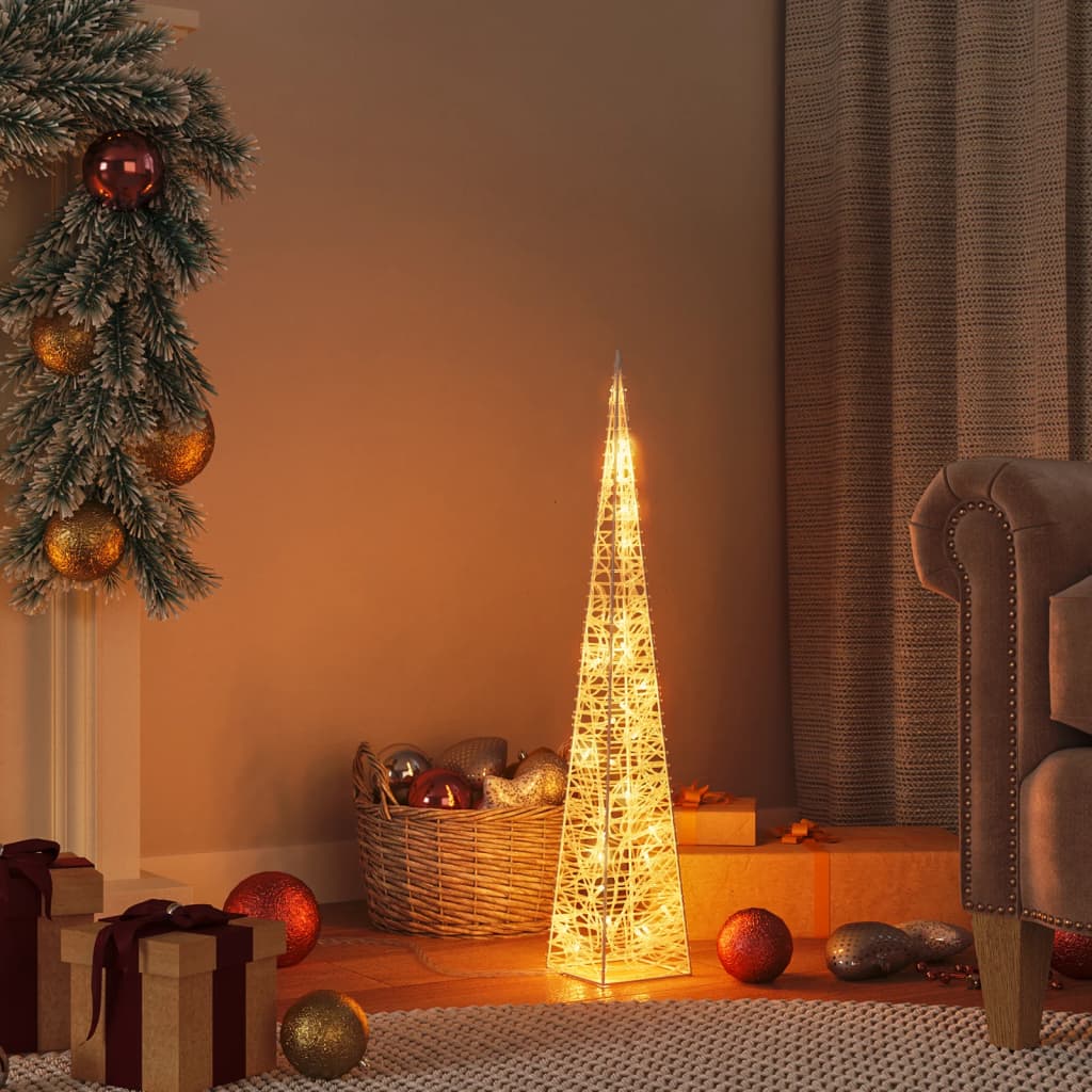 Vidaxl julebelysningskegle med 30 varme -hvide LED'er 60 cm akryl