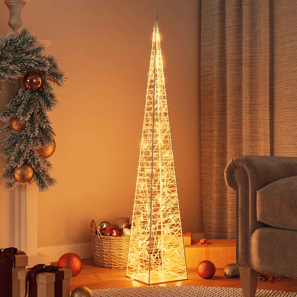 Vidaxl julebelysningskegle med 60 varme -hvide LED'er 120 cm akryl
