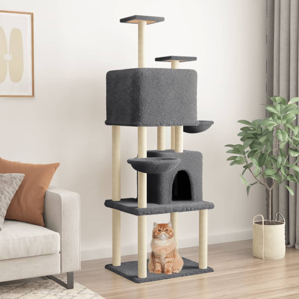 Vidaxl Cat Moberty com sisal risping posts 180 cm cinza escuro