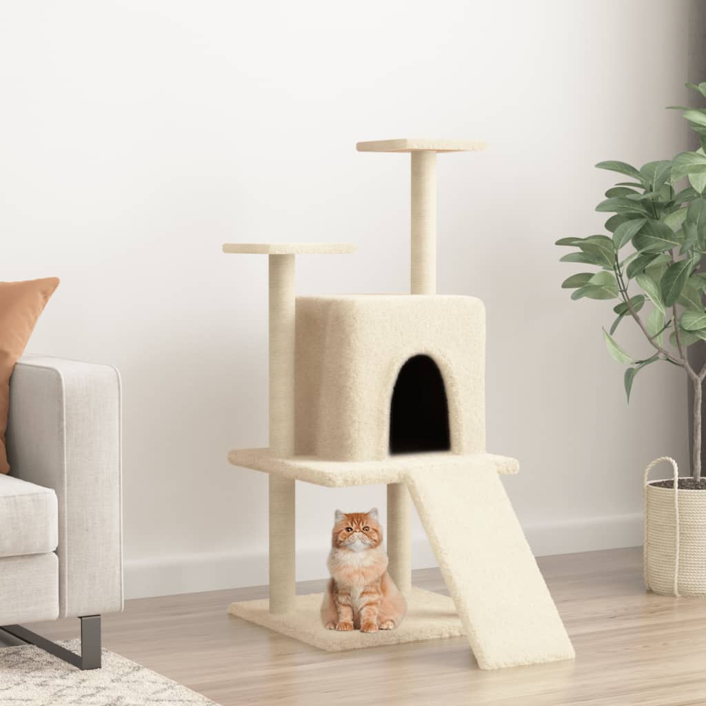 Vidaxl Cat Miwwel mat Sisal kraazt Posts 110 cm Crème -Colored