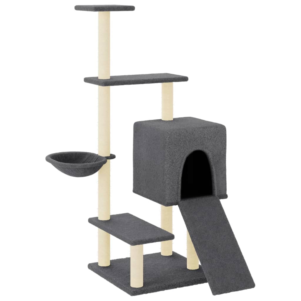 Vidaxl cat furniture with sisal scratching posts 130.5 cm dark gray