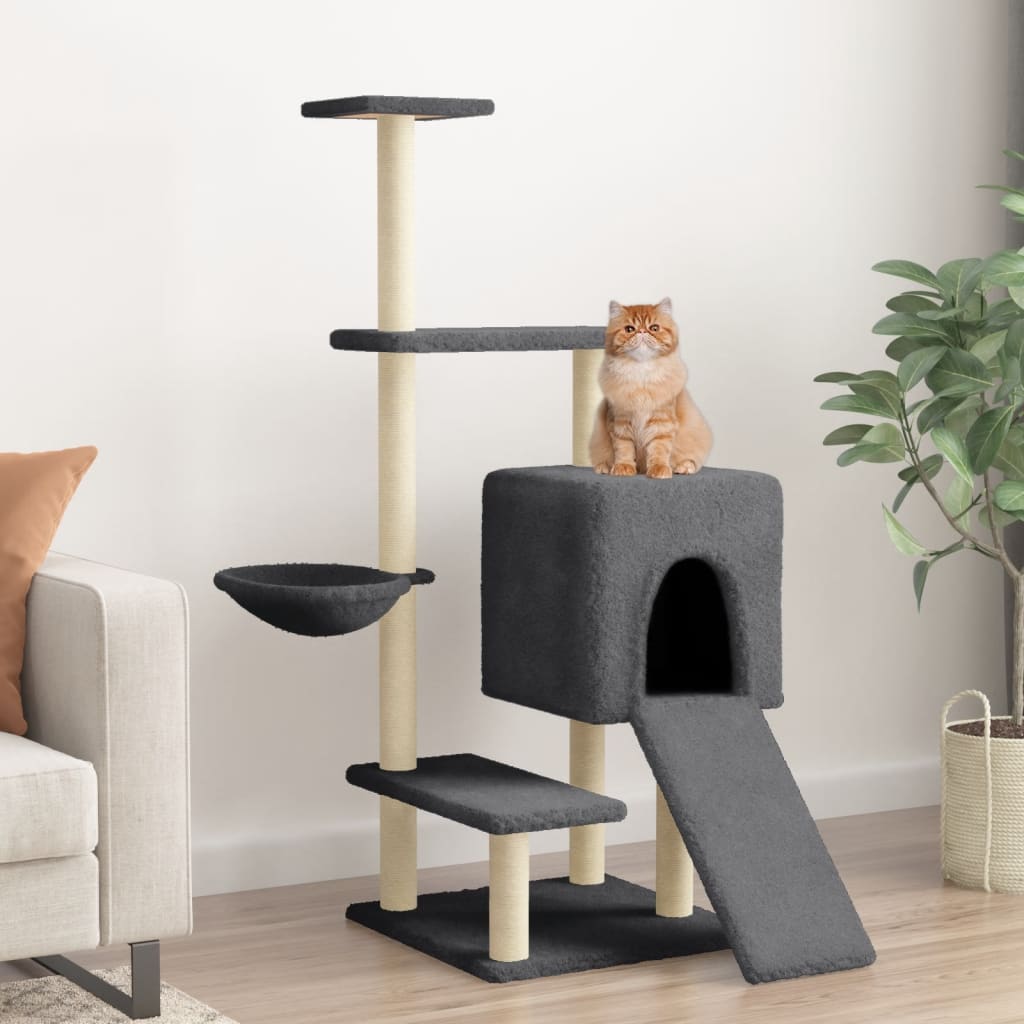 Vidaxl cat furniture with sisal scratching posts 130.5 cm dark gray