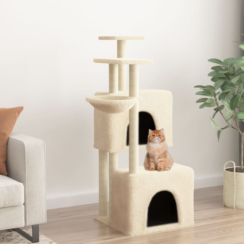 Vidaxl Cat Furniture avec Sisal Scratch Posts 122 cm Crème -Colored