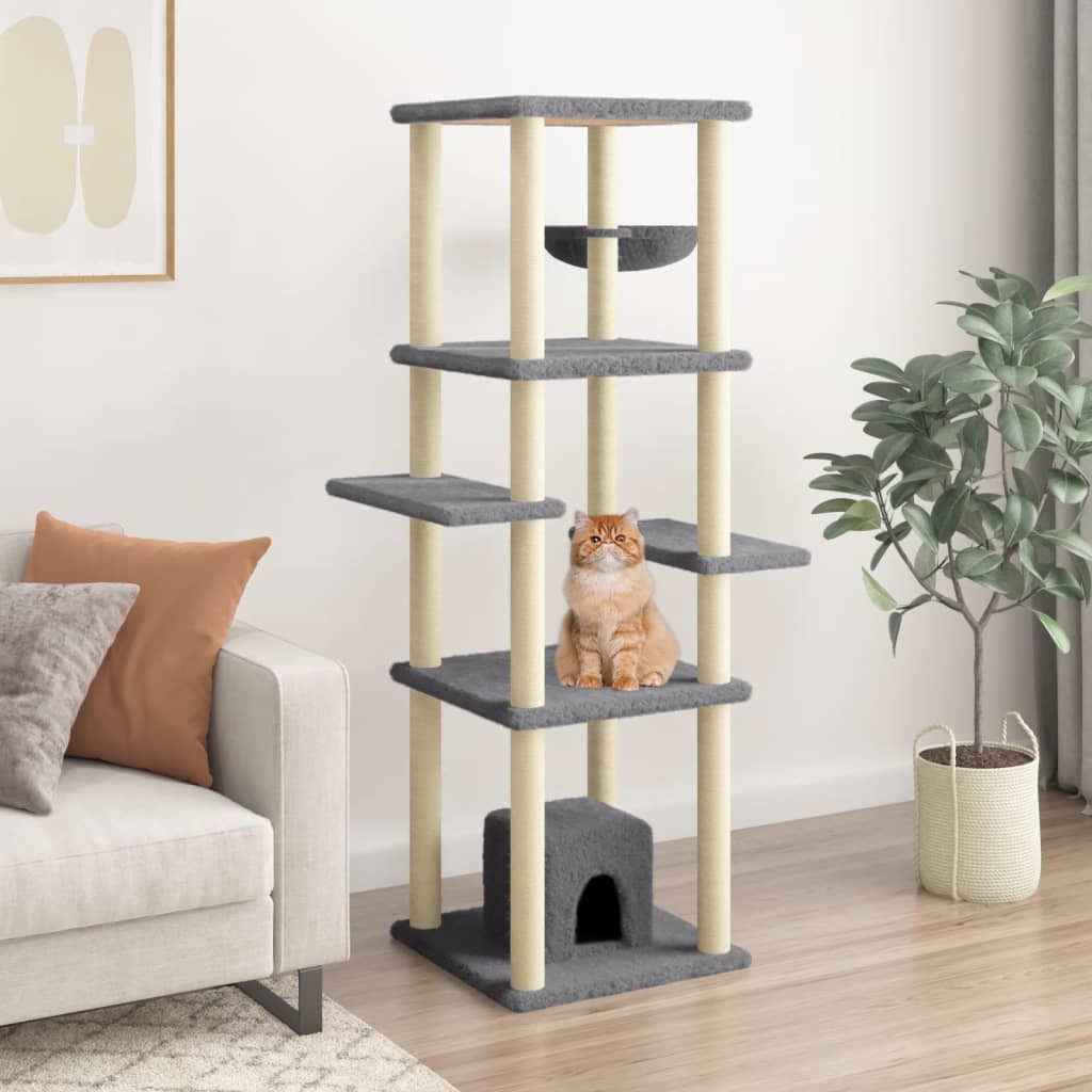 Vidaxl Cat Miwwelen mat Sisal kraazt Posts 154 cm donkel gro