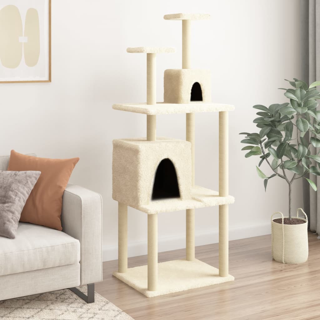 Vidaxl Cat Miwwelen mat Sisal Scratching Posts 167 cm Crème -Colored