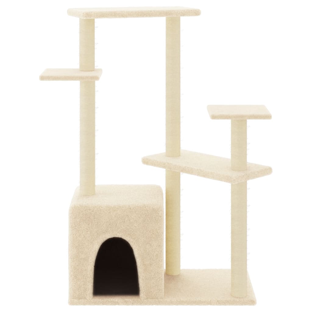 Vidaxl Cat møbler med sisal skrabe poster 107,5 cm creme -farvet