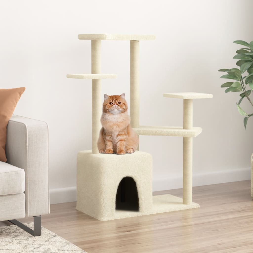 Vidaxl Cat møbler med sisal skrabe poster 107,5 cm creme -farvet