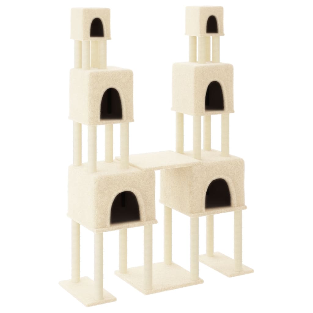 Vidaxl cat furniture with sisal scratching posts 199 cm cream -colored
