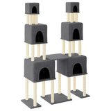Muebles de gato de Vidaxl con postes de rascado de sisal 199 cm de gris oscuro
