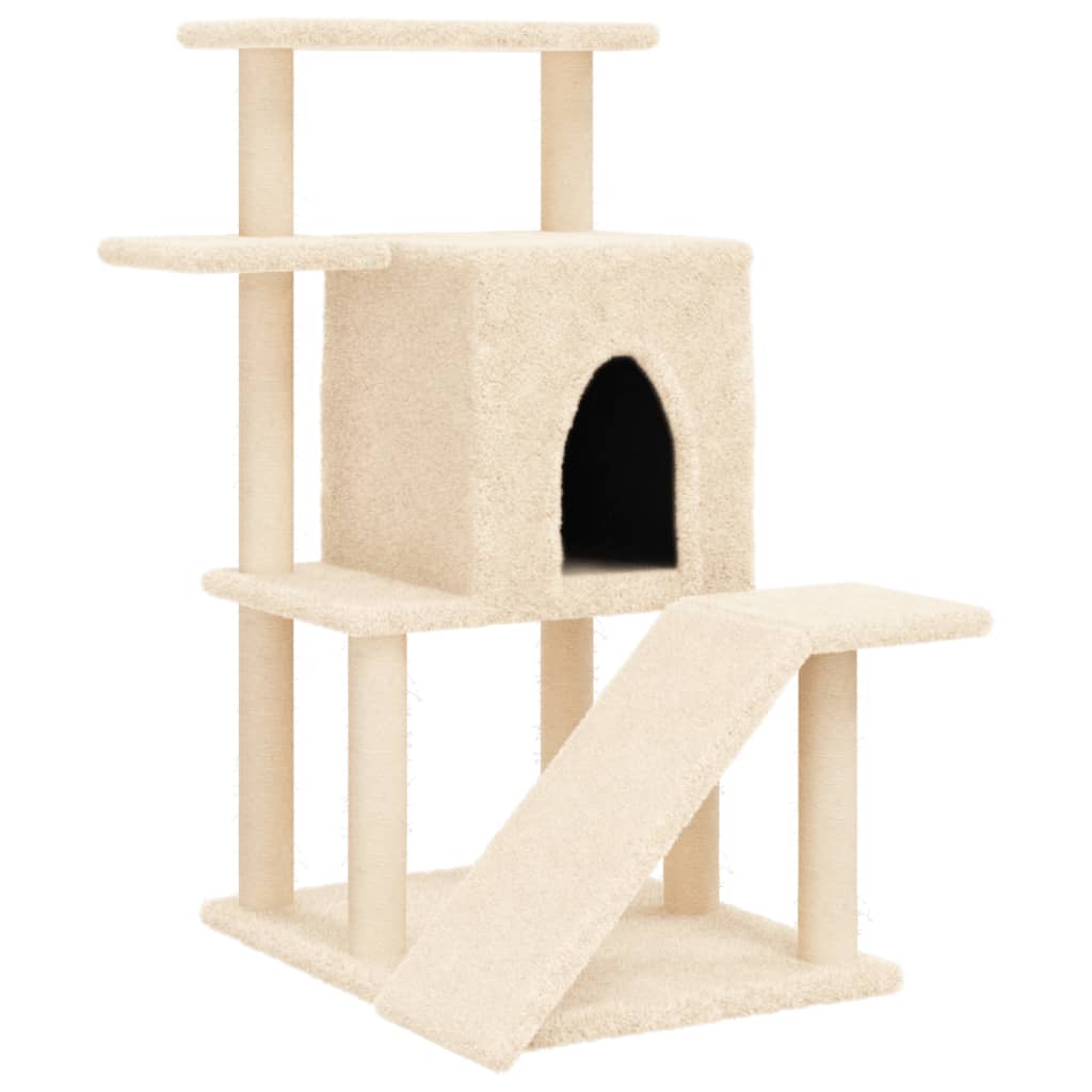VidaXL cat furniture with sisal scratching posts 97 cm cream -colored