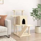 VidaXL cat furniture with sisal scratching posts 97 cm cream -colored
