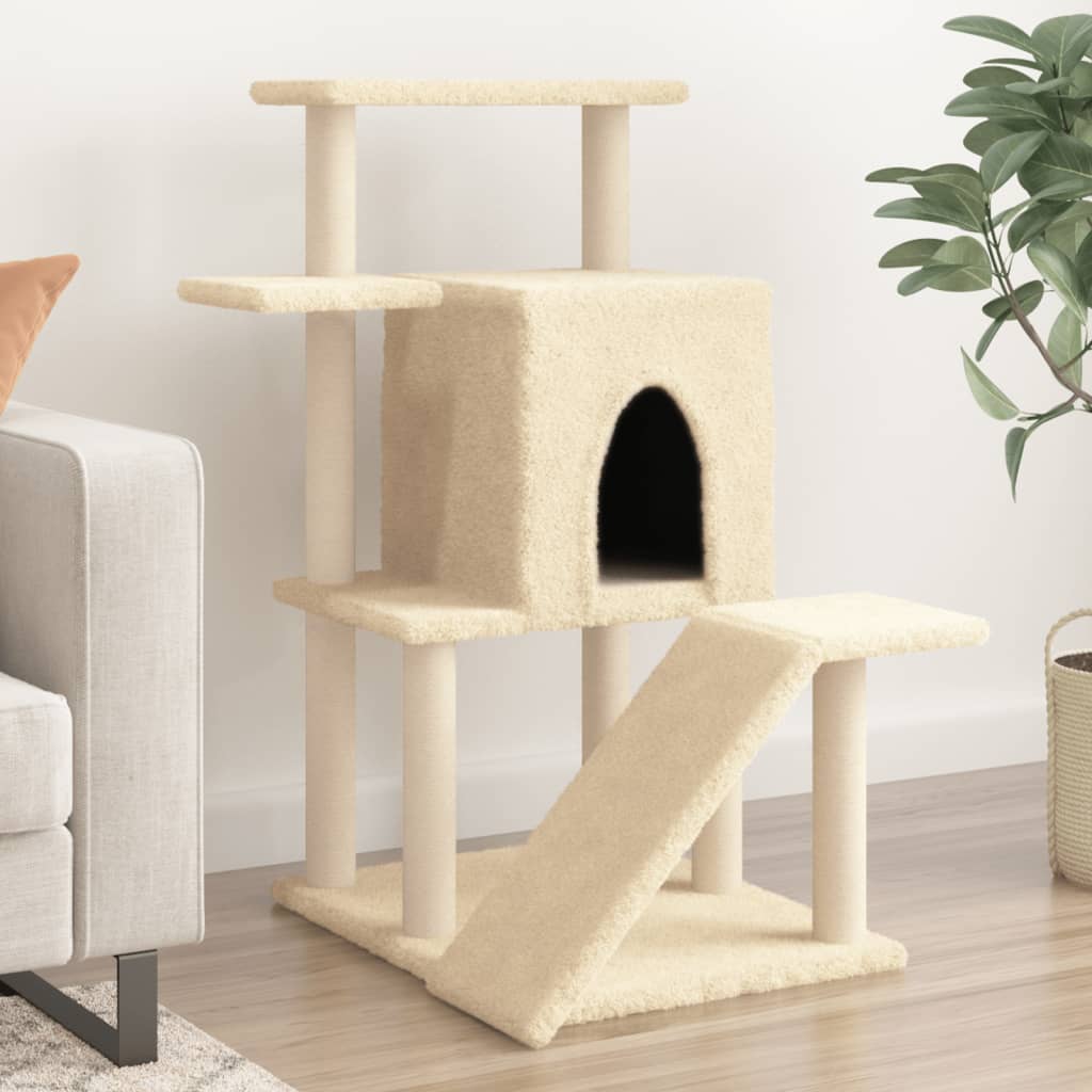 VidaXL cat furniture with sisal scratching posts 97 cm cream -colored